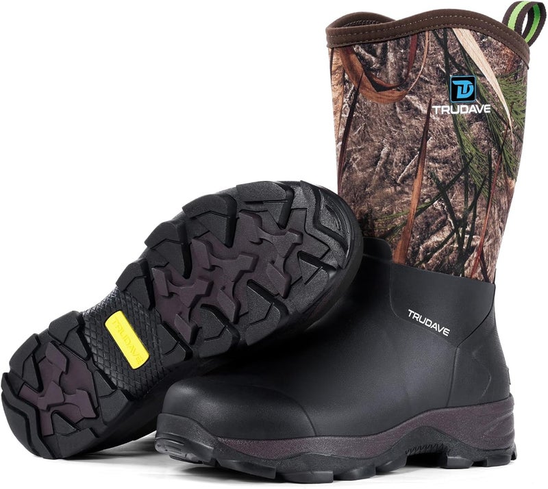 Trudave Store Men's Rubber Boots with Steel Shank, Waterproof Mid Calf Mens Rain Boots, Insulated Mud Work Boots for Garden (Reed Grass) - Image 1